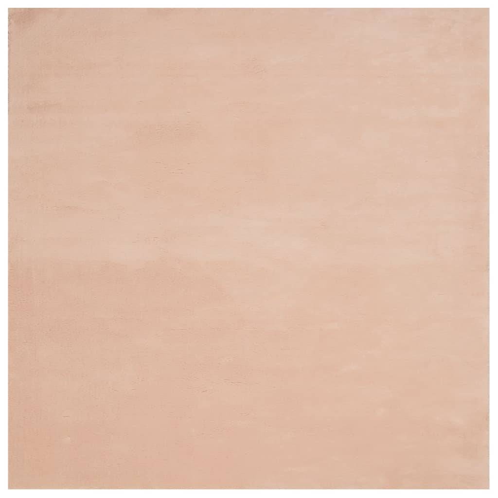 vidaXL Teppich HUARTE Kurzflor Weich und Waschbar Blassrosa 160x160 cm