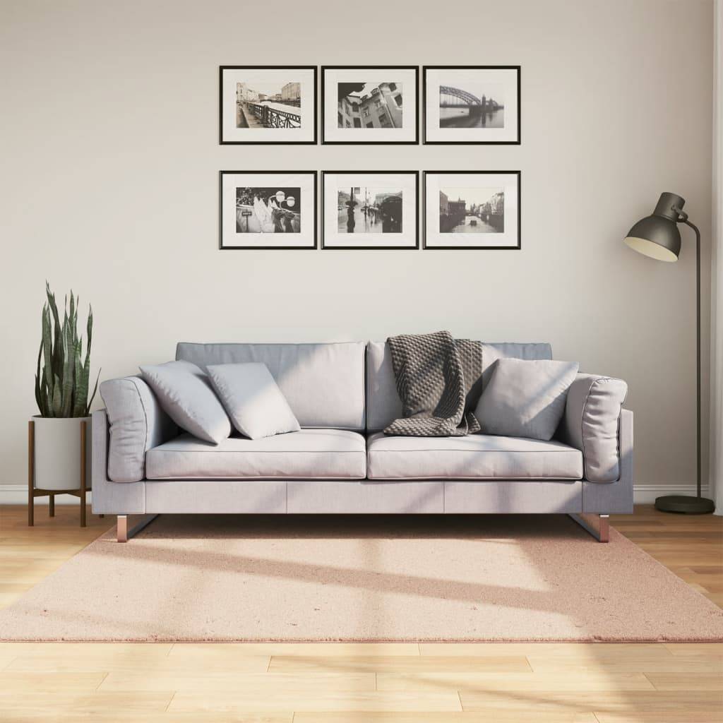 vidaXL Teppich HUARTE Kurzflor Weich und Waschbar Blassrosa 160x160 cm