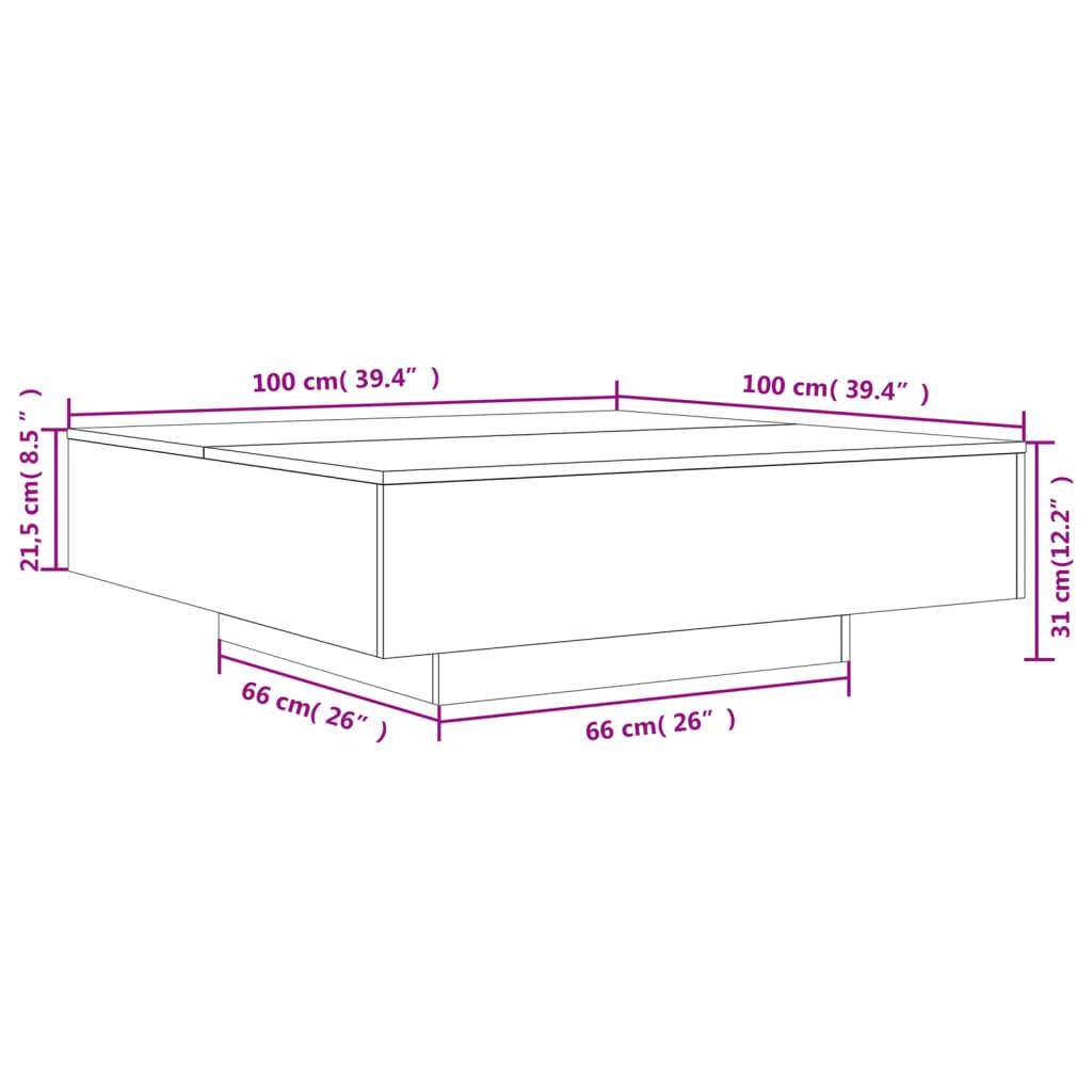 vidaXL Couchtisch mit LED-Leuchten Schwarz 100x100x31 cm