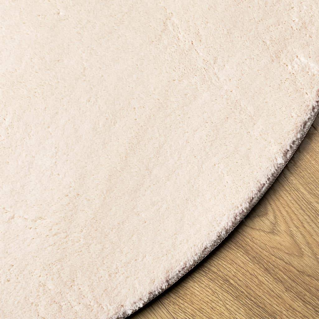 vidaXL Teppich HUARTE Kurzflor Weich und Waschbar Beige Ø 100 cm