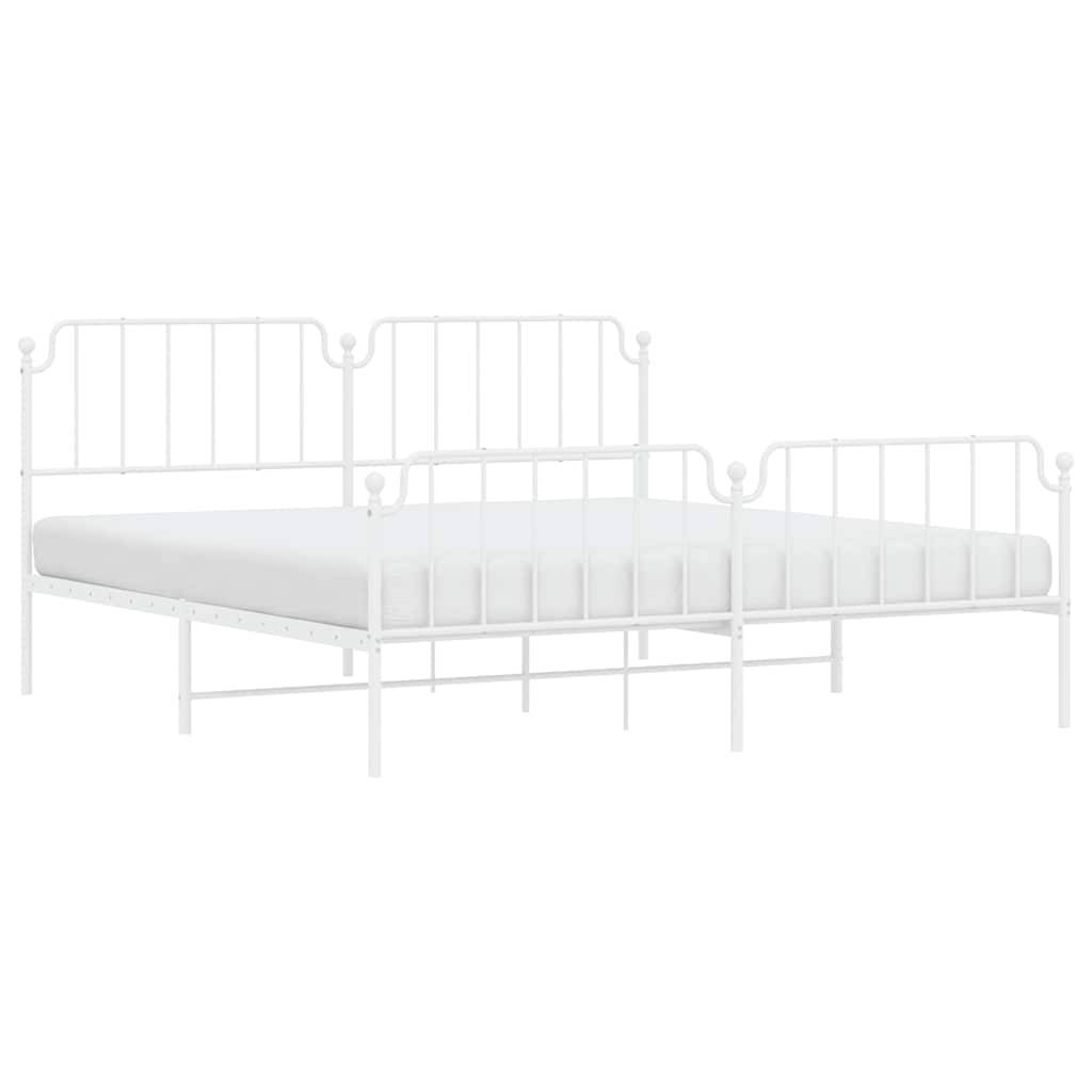 vidaXL Bettgestell mit Kopf- und Fußteil Metall Weiß 193x203 cm