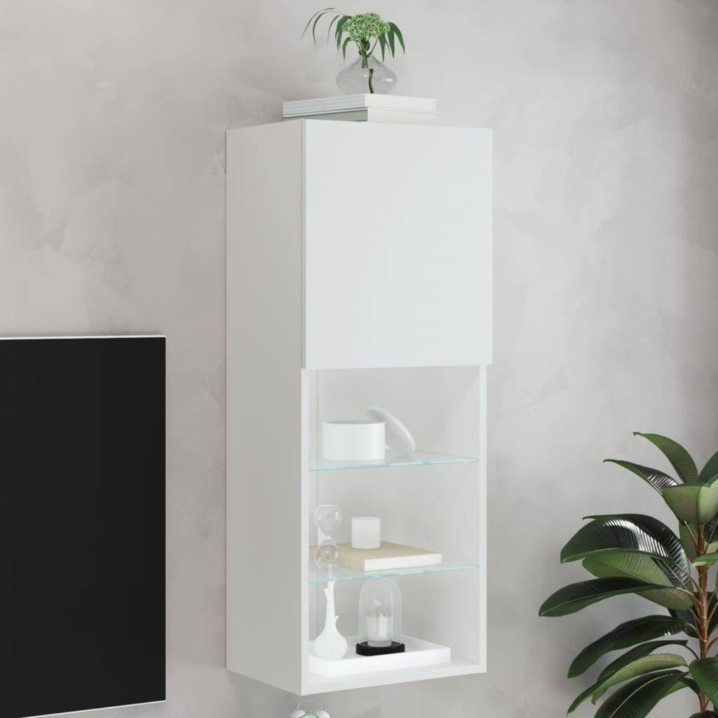 vidaXL TV-Schrank mit LED-Leuchten Weiß 40,5x30x102 cm