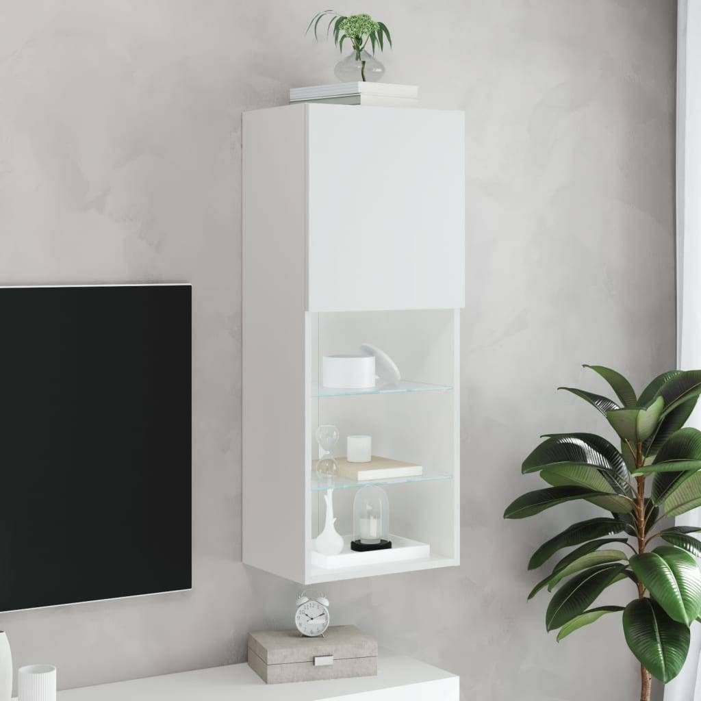 vidaXL TV-Schrank mit LED-Leuchten Weiß 40,5x30x102 cm