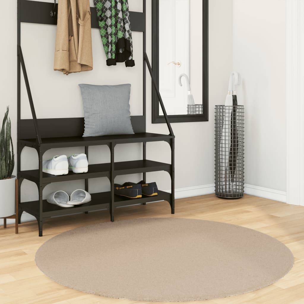 vidaXL Teppich HUARTE Kurzflor Weich und Waschbar Sandfarben Ø 120 cm