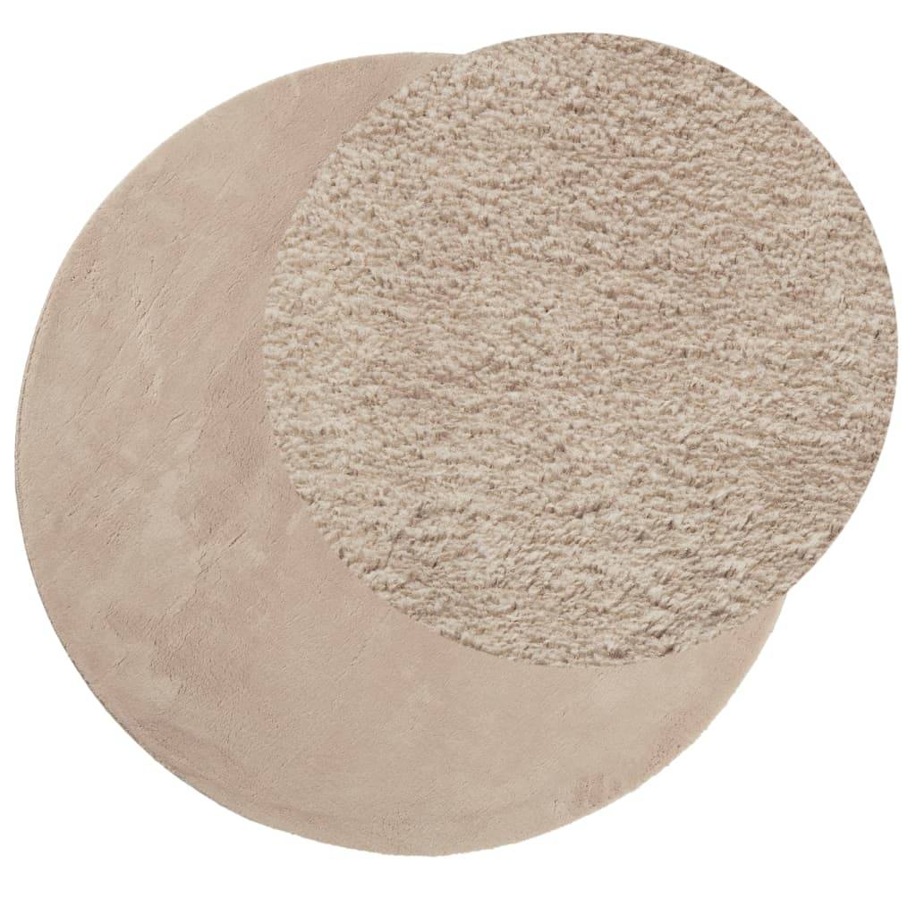 vidaXL Teppich HUARTE Kurzflor Weich und Waschbar Sandfarben Ø 120 cm