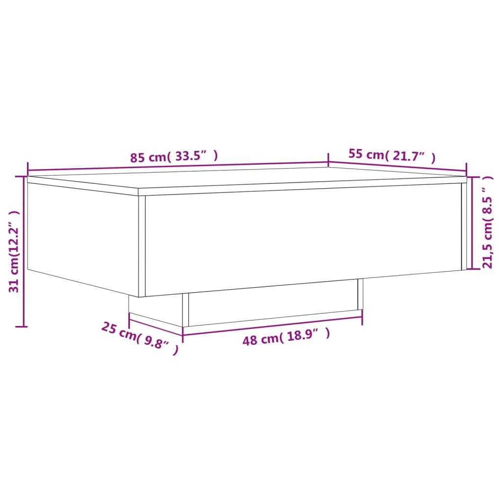vidaXL Couchtisch mit LED-Leuchten Grau Sonoma 85x55x31 cm
