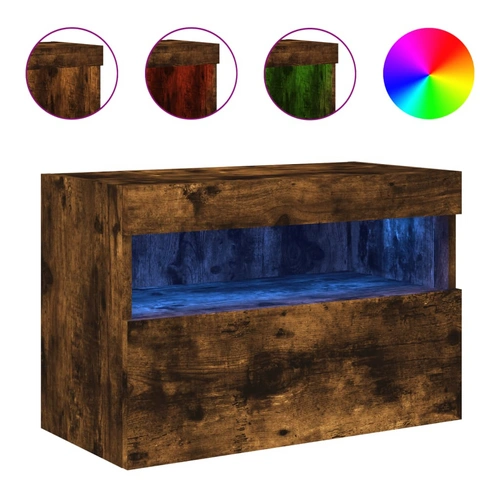 vidaXL TV-Wandschrank mit LED-Leuchten Räuchereiche 60x30x40 cm vidaXL TV-Wandschrank mit LED-Leuchten Räuchereiche 60x30x40 cm