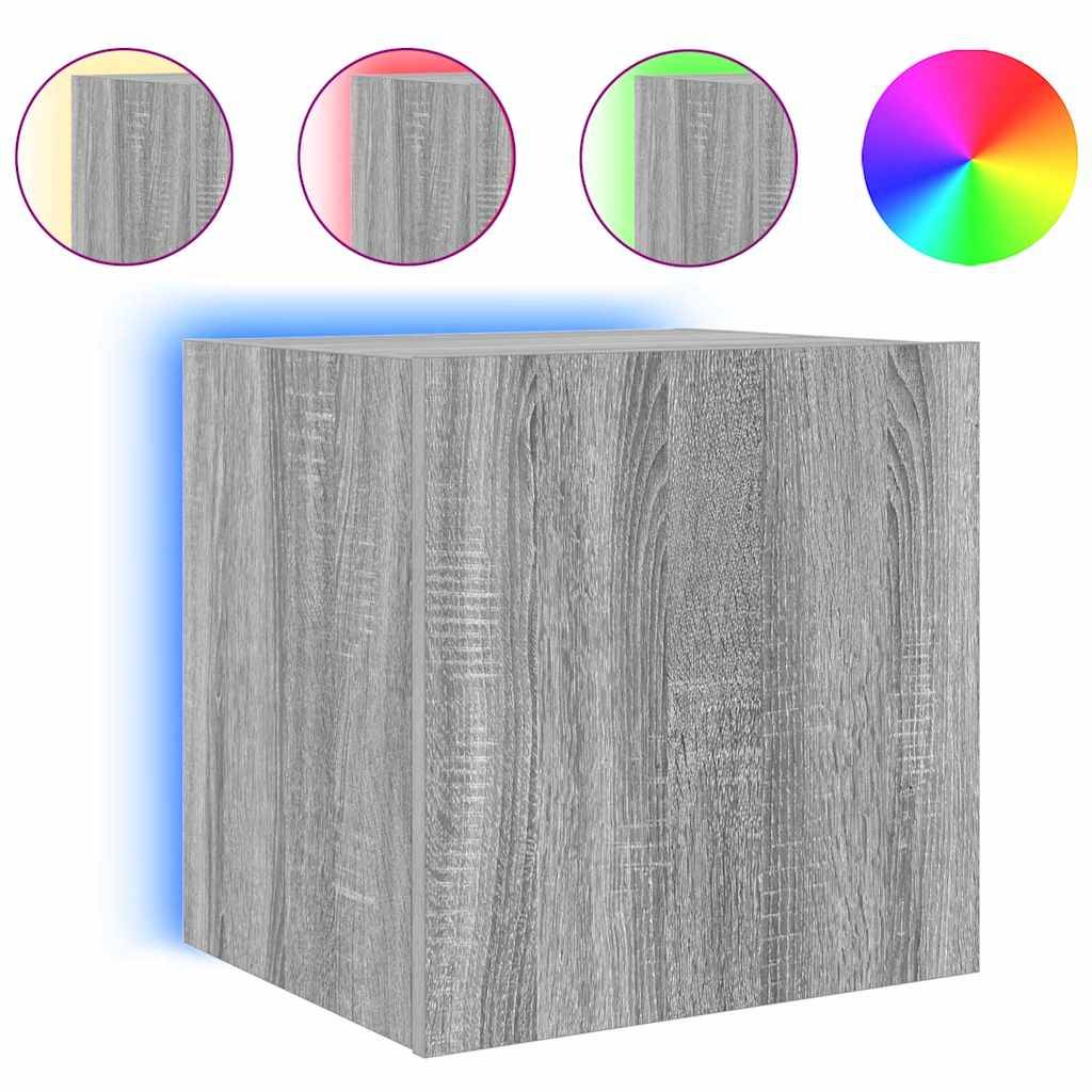 vidaXL TV-Wandschrank mit LED-Leuchten Grau Sonoma 40,5x35x40 cm