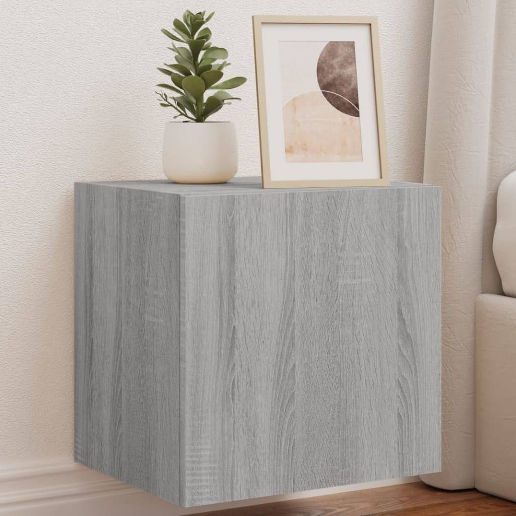 vidaXL TV-Wandschrank mit LED-Leuchten Grau Sonoma 40,5x35x40 cm