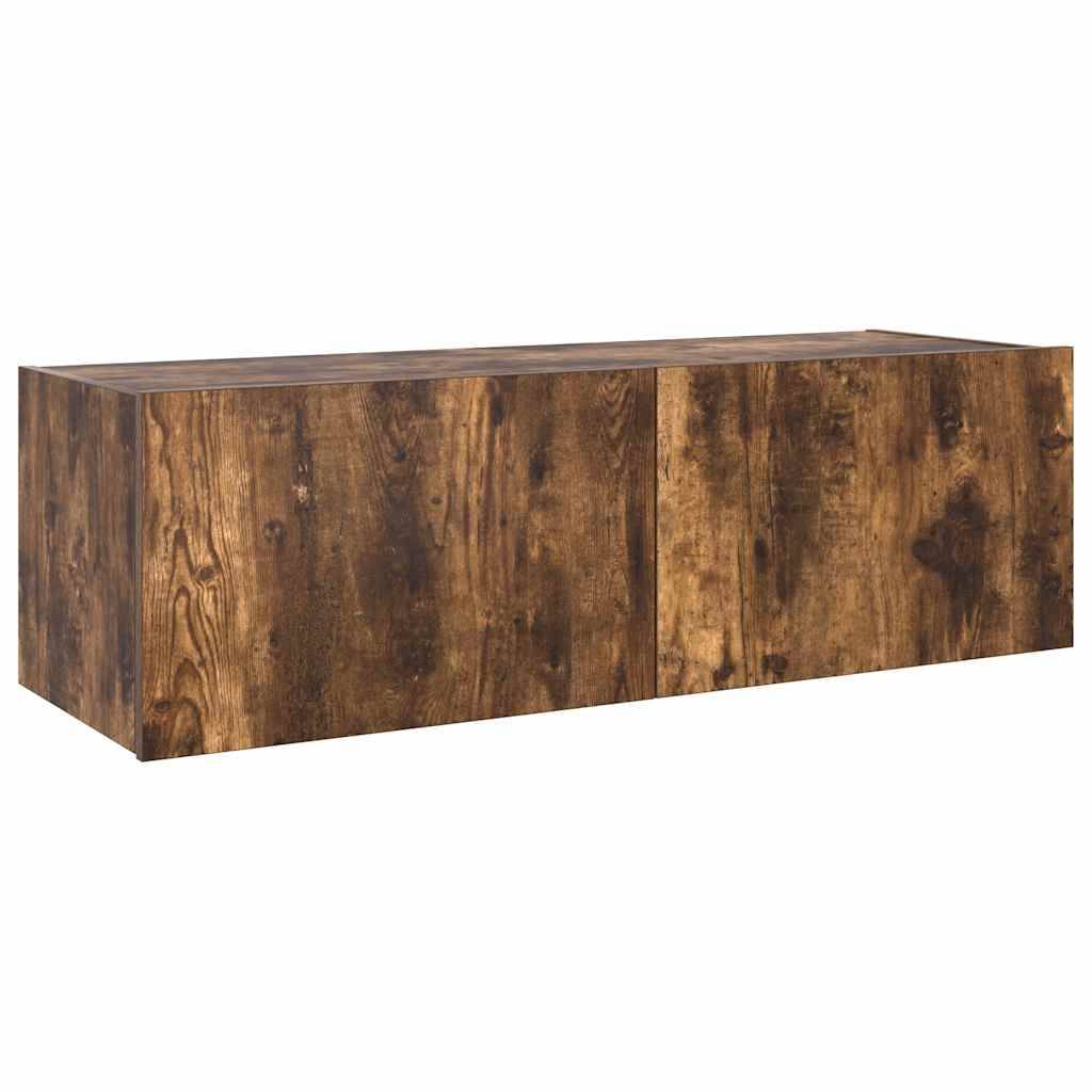 vidaXL TV-Wandschrank mit LED-Leuchten Räuchereiche 100x35x31 cm