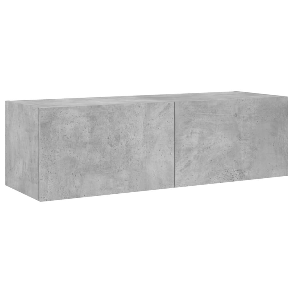 vidaXL TV-Wandschrank mit LED-Leuchten Betongrau 100x35x31 cm