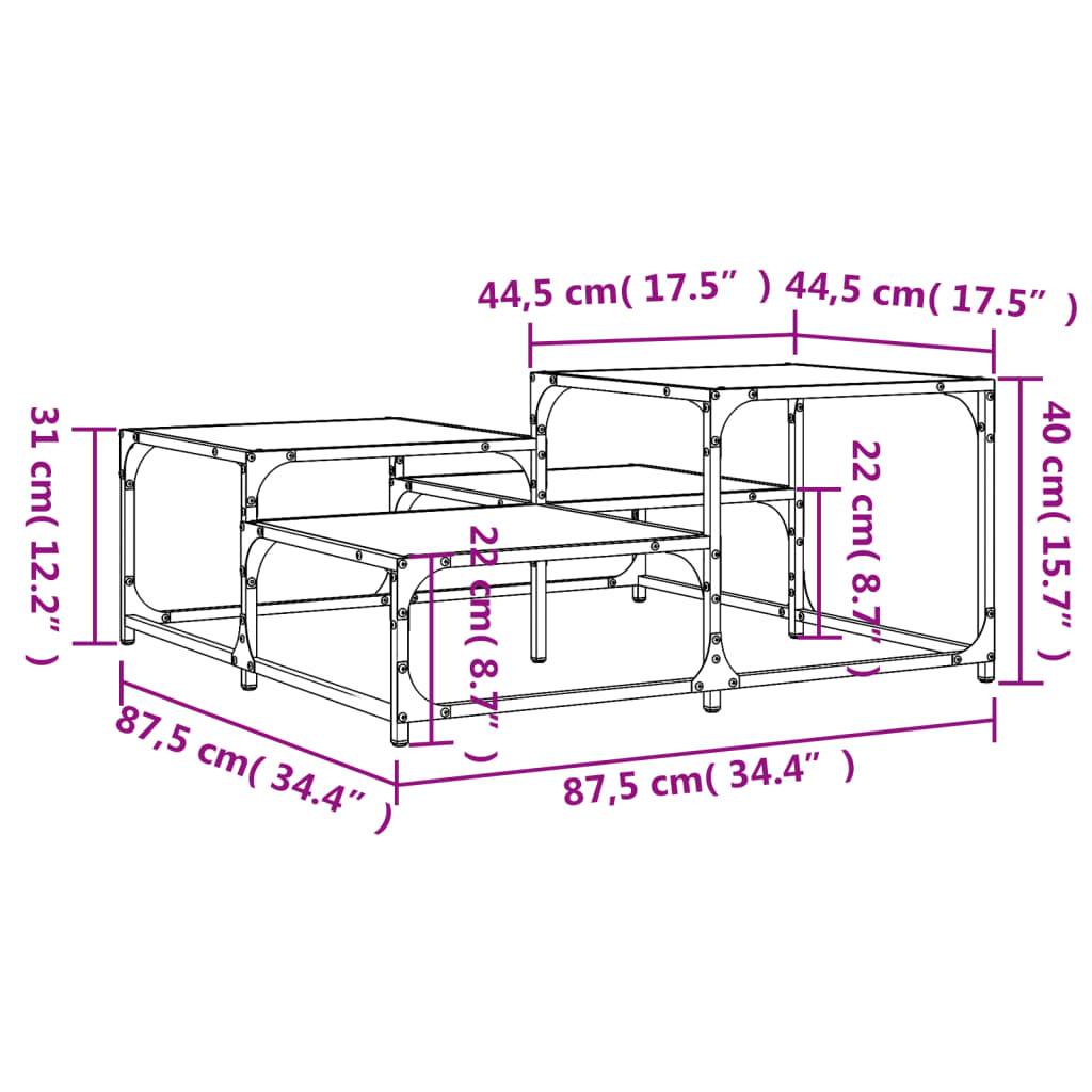vidaXL Couchtisch Räuchereiche 87,5x87,5x40 cm Holzwerkstoff