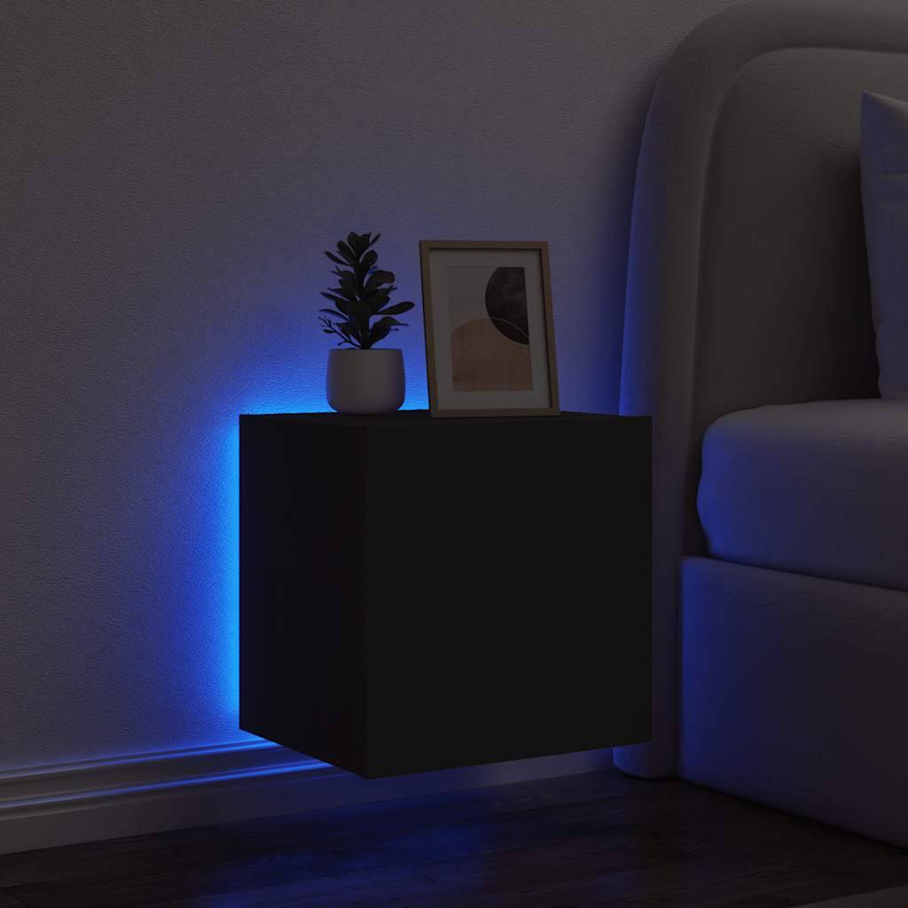 vidaXL TV-Wandschrank mit LED-Leuchten Schwarz 40,5x35x40 cm
