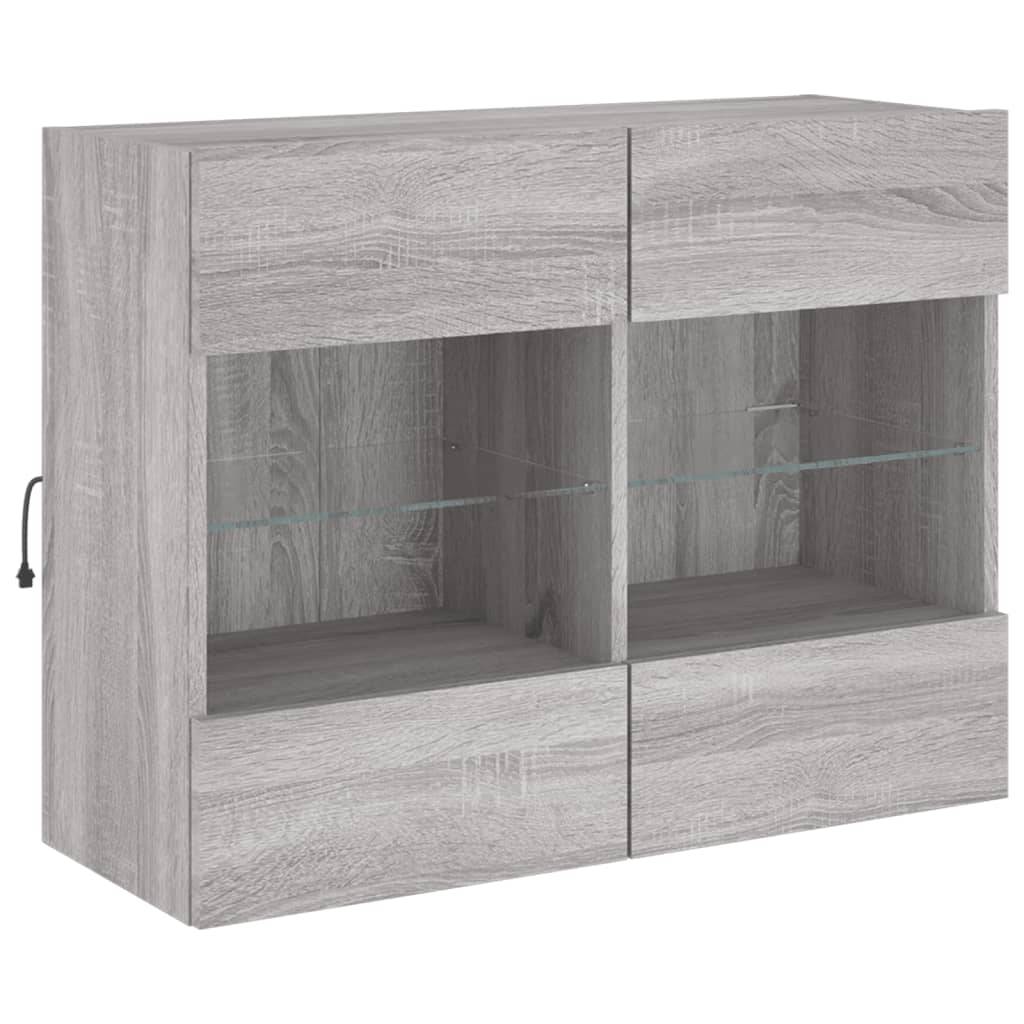 vidaXL TV-Wandschrank mit LED-Leuchten Grau Sonoma 78,5x30x60,5 cm