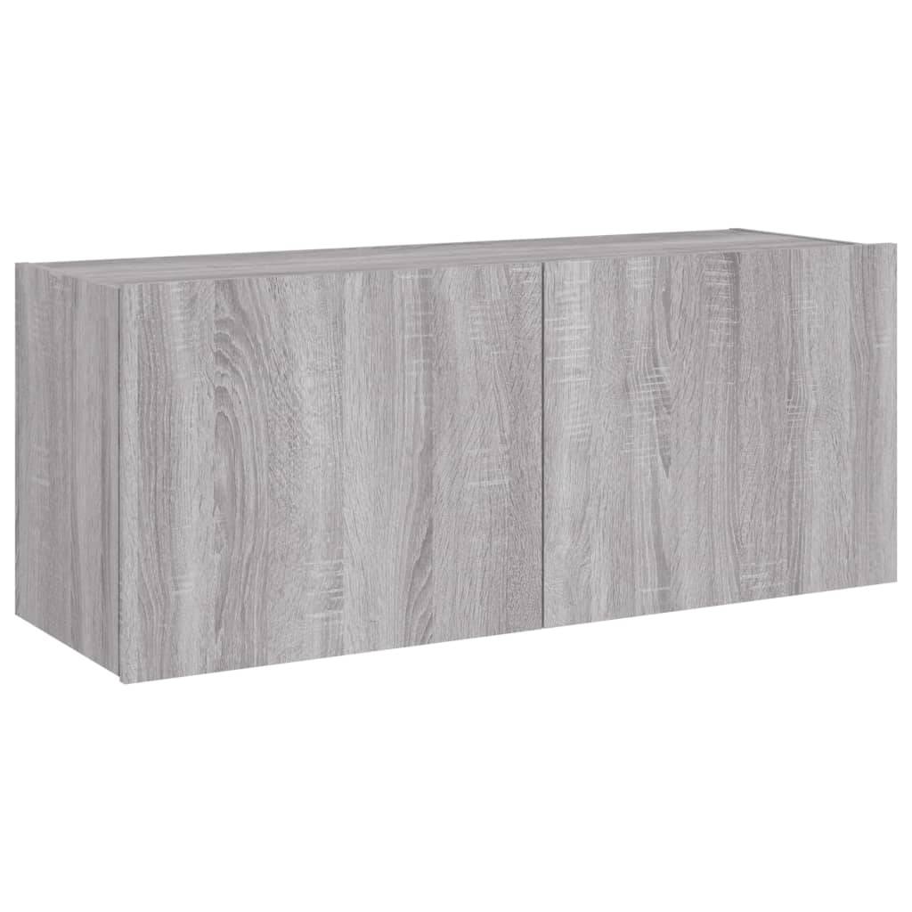 vidaXL TV-Wandschrank mit LED-Leuchten Grau Sonoma 100x35x41 cm