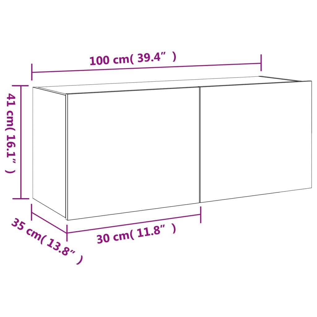 vidaXL TV-Wandschrank mit LED-Leuchten Grau Sonoma 100x35x41 cm