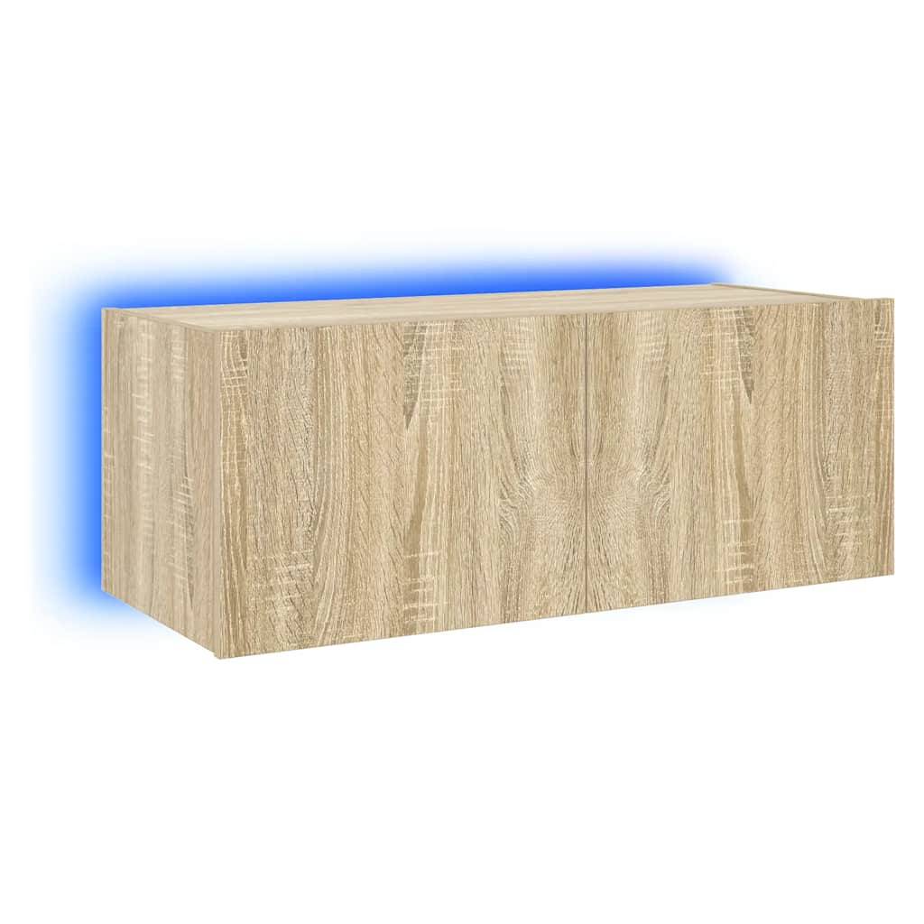 vidaXL TV-Wandschrank mit LED-Leuchten Sonoma-Eiche 80x35x31 cm