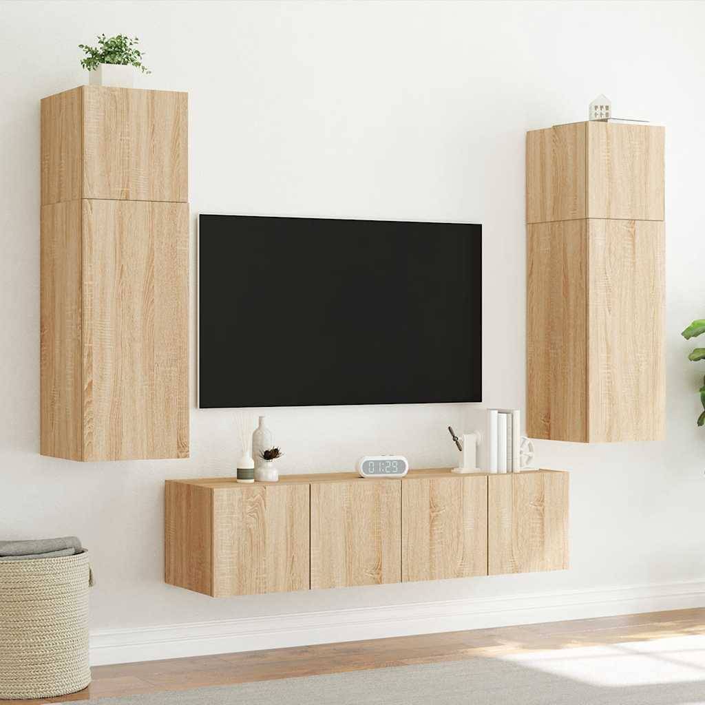 vidaXL TV-Wandschrank mit LED-Leuchten Sonoma-Eiche 80x35x31 cm