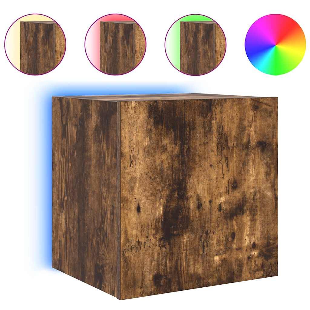 vidaXL TV-Wandschrank mit LED-Leuchten Räuchereiche 40,5x35x40 cm