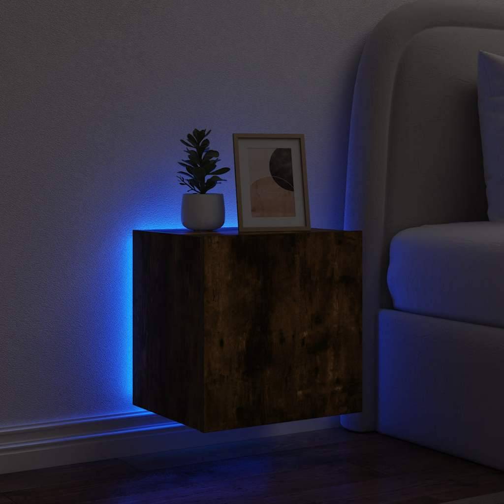 vidaXL TV-Wandschrank mit LED-Leuchten Räuchereiche 40,5x35x40 cm
