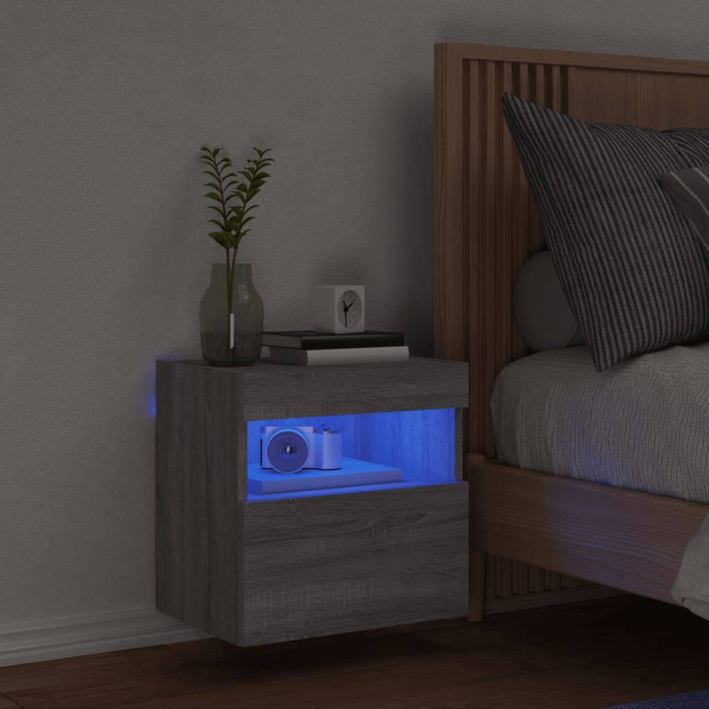 vidaXL TV-Wandschrank mit LED-Leuchten Grau Sonoma 40x30x40 cm