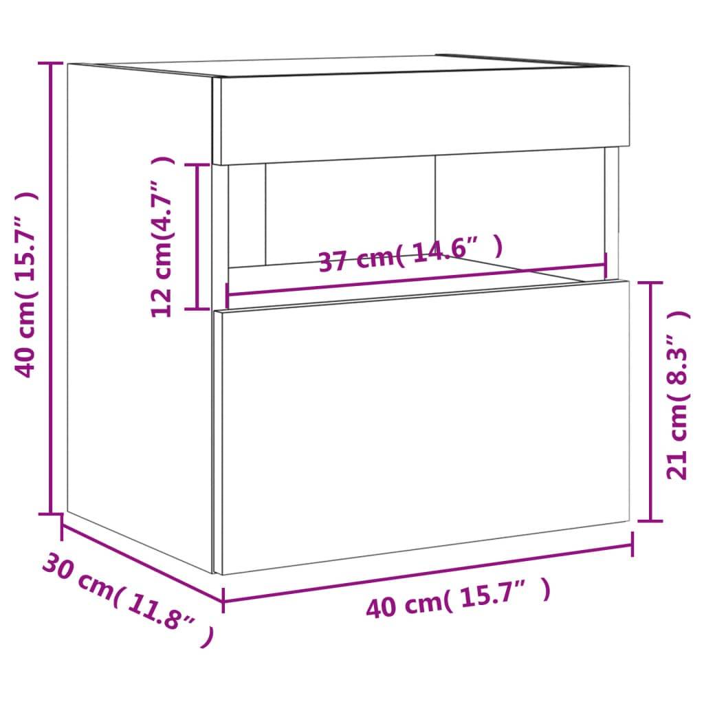 vidaXL TV-Wandschrank mit LED-Leuchten Grau Sonoma 40x30x40 cm