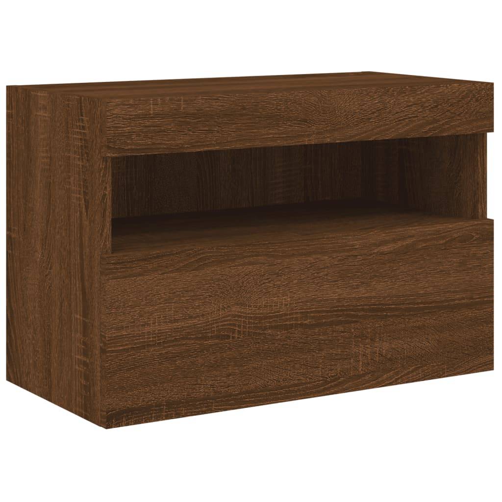 vidaXL TV-Wandschrank mit LED-Leuchten Braun Eichen-Optik 60x30x40 cm