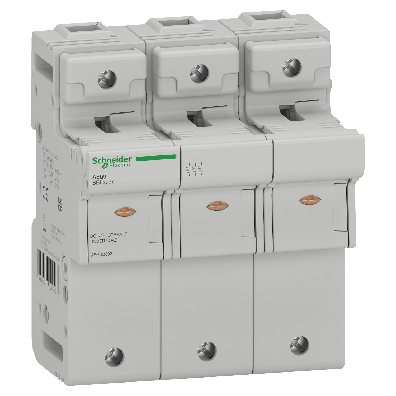 Schneider Electric Acti9 Fusible Sicherungsschalter-Trennschalter / 3-polig Umschlossen, 22 x 58 mm Sicherungsgröße