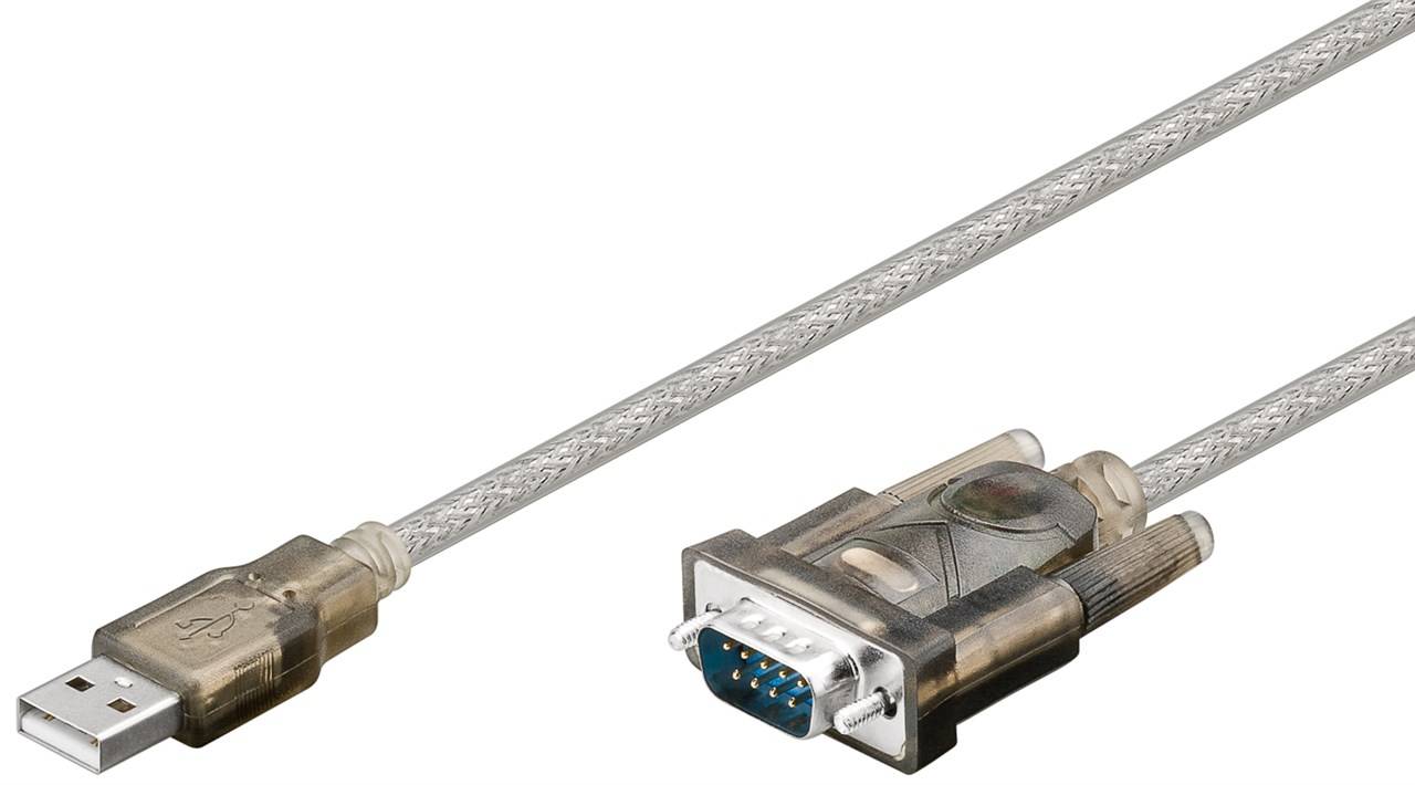 Goobay 95435 USB 2.0 Typ A auf D SUB RS-232 Stecker 9 polig / 1 Mbits USB seriell RS232 Konverter / Transparent / 1,5m