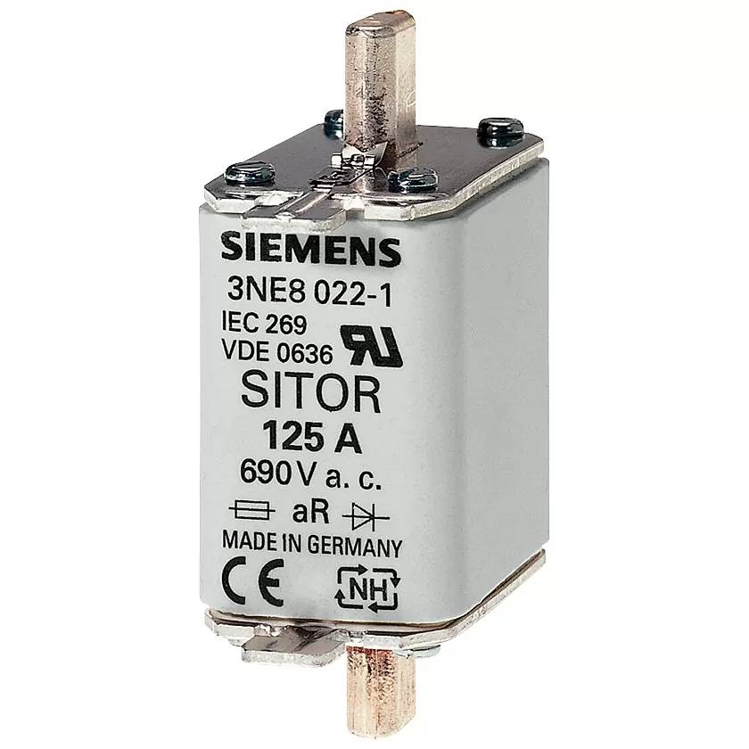 Siemens SITOR-Sicherungseinsatz, mit Messerkontakten, NH00, In: 100 A, gR, Un AC: 690 V 3NE10212