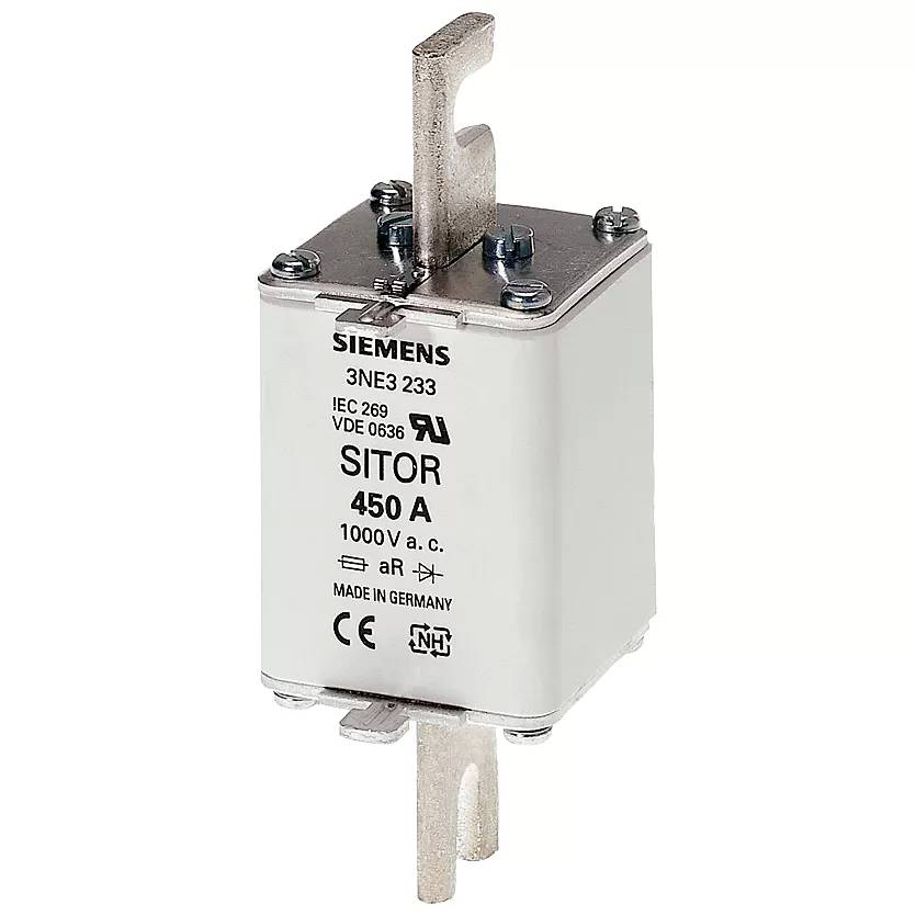 Siemens SITOR-Sicherungseinsatz, mit geschlitzten Messerkontakten, NH1, In: 200 A, aR 3NE3225