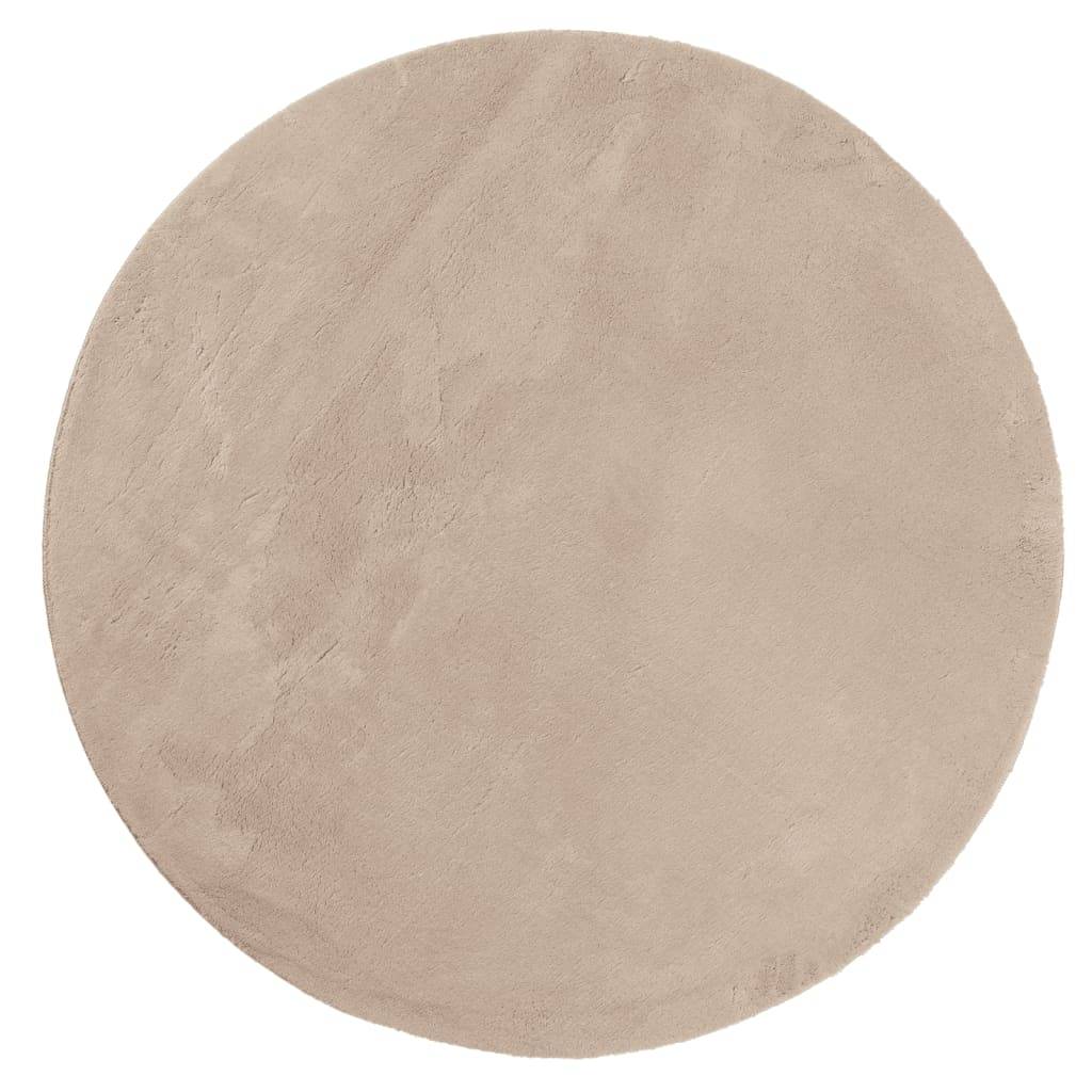 vidaXL Teppich HUARTE Kurzflor Weich und Waschbar Sandfarben Ø 160 cm