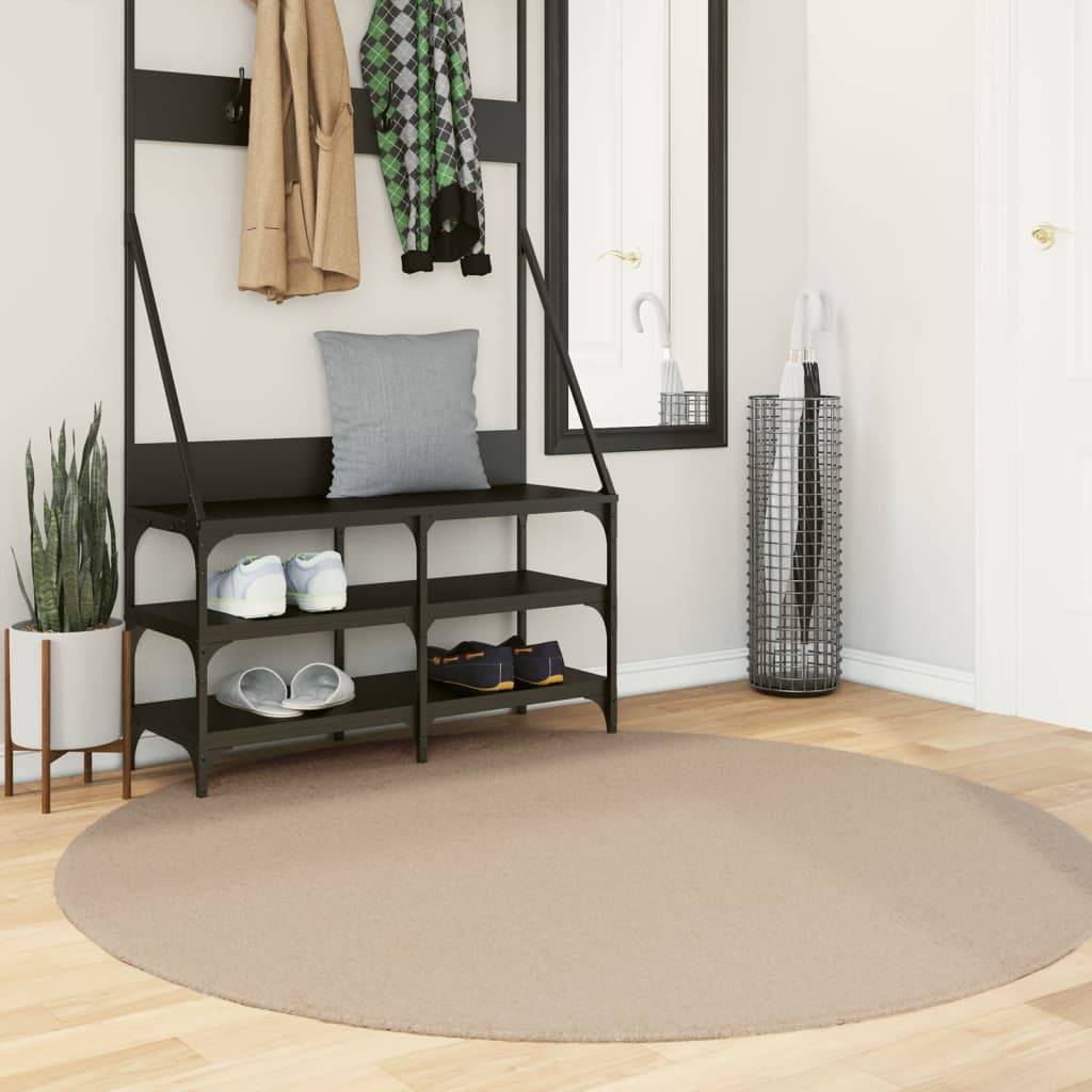 vidaXL Teppich HUARTE Kurzflor Weich und Waschbar Sandfarben Ø 160 cm