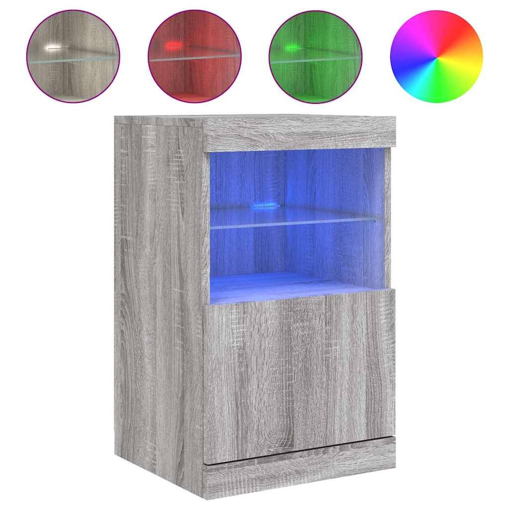 vidaXL Sideboard mit LED-Leuchten Grau Sonoma 41x37x67 cm