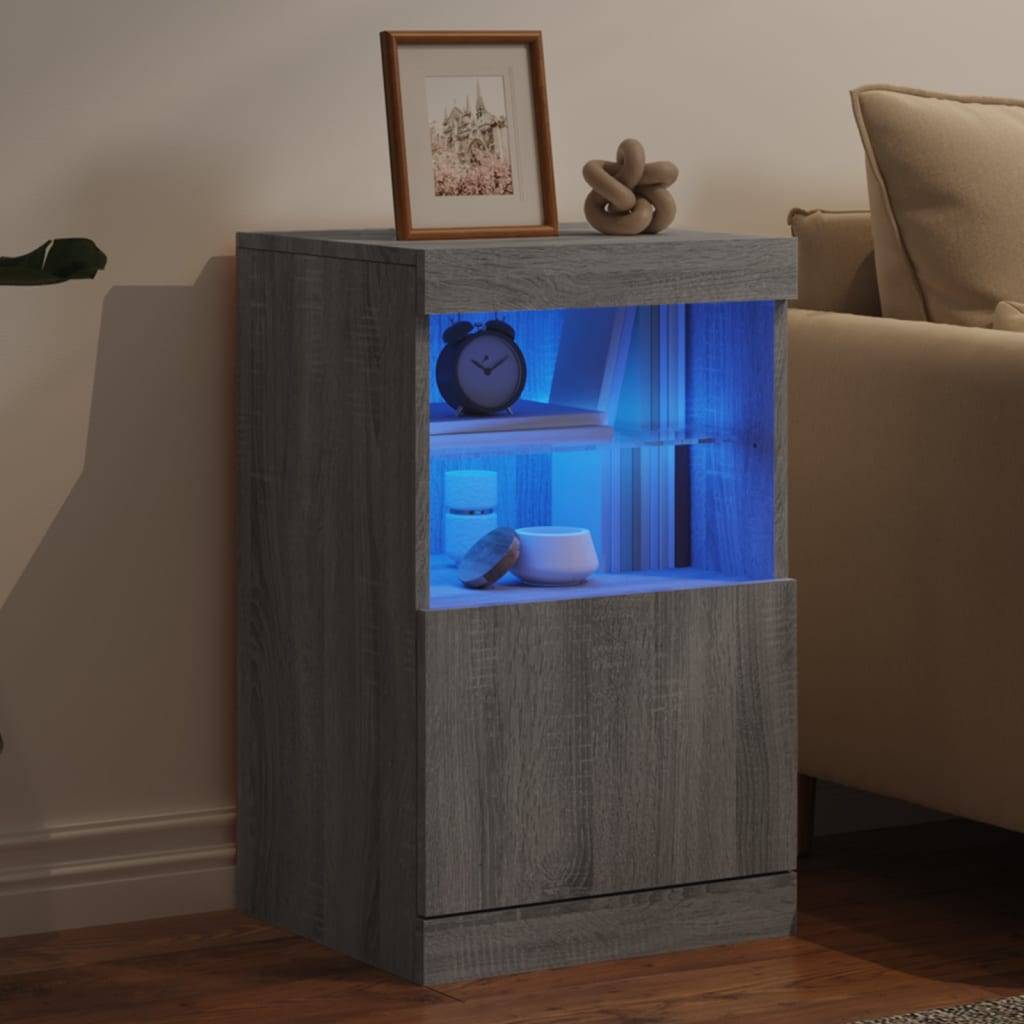 vidaXL Sideboard mit LED-Leuchten Grau Sonoma 41x37x67 cm