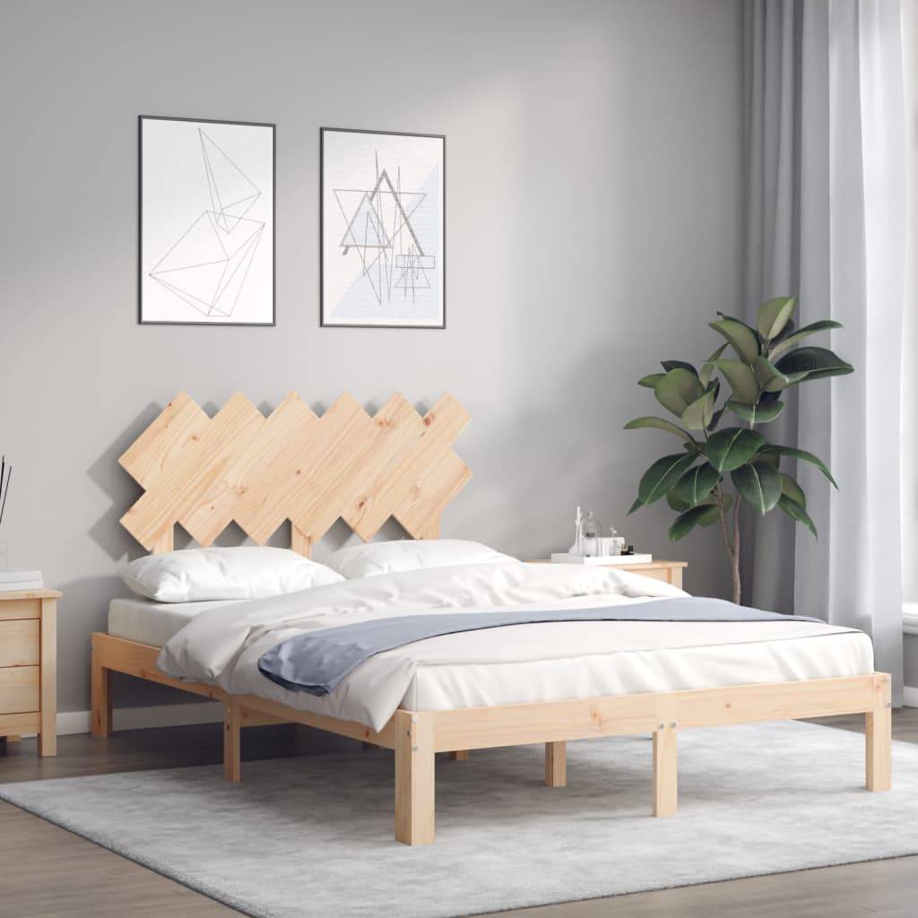 vidaXL Massivholzbett mit Kopfteil