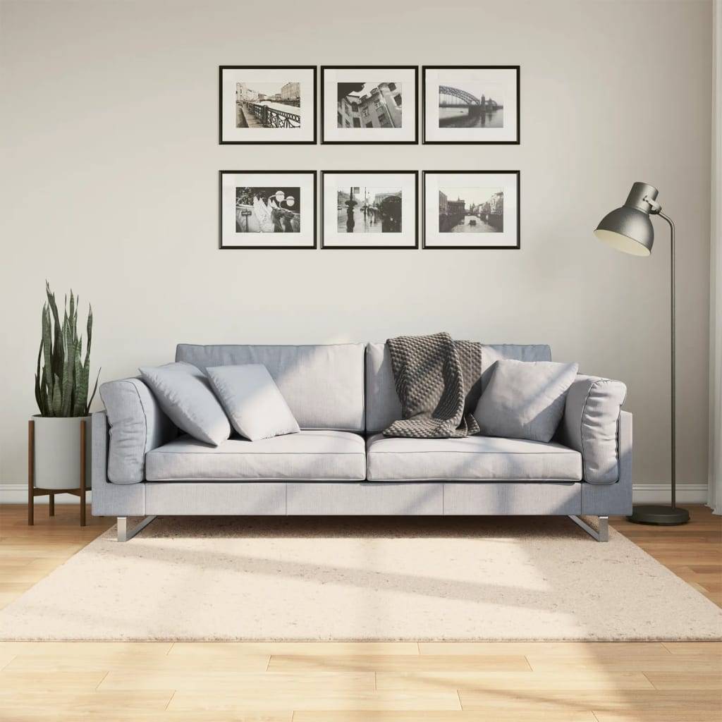 vidaXL Teppich HUARTE Kurzflor Weich und Waschbar Beige 160x160 cm