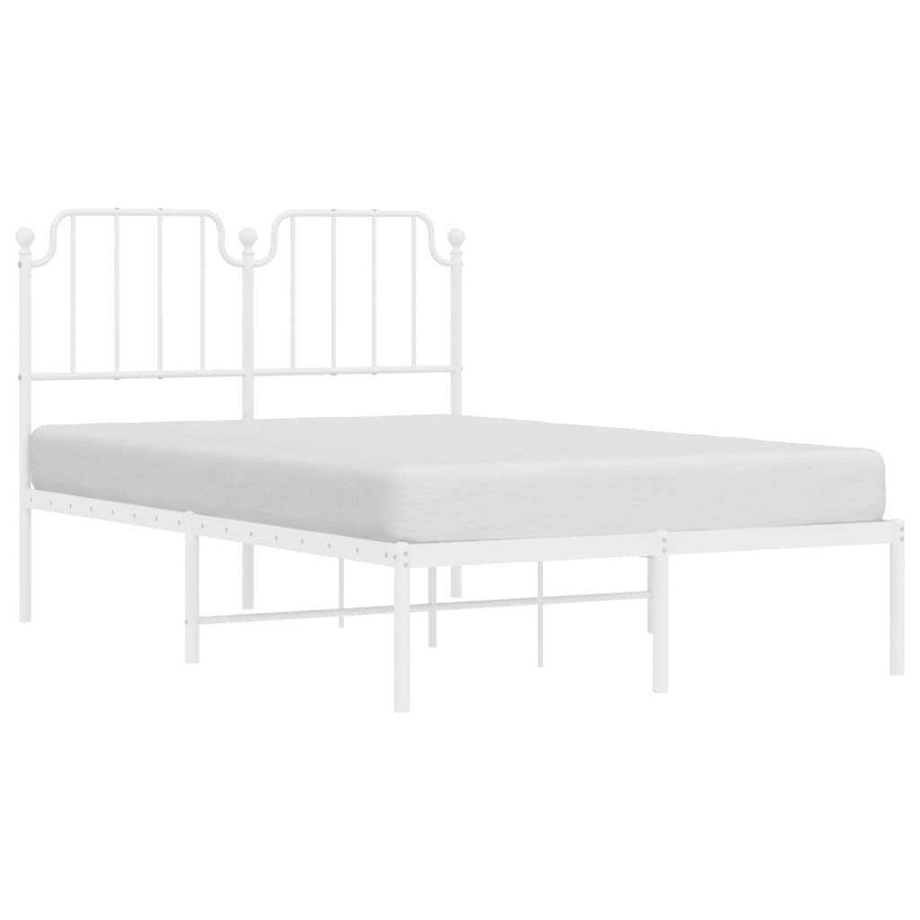 vidaXL Bettgestell mit Kopfteil Metall Weiß 120x200 cm