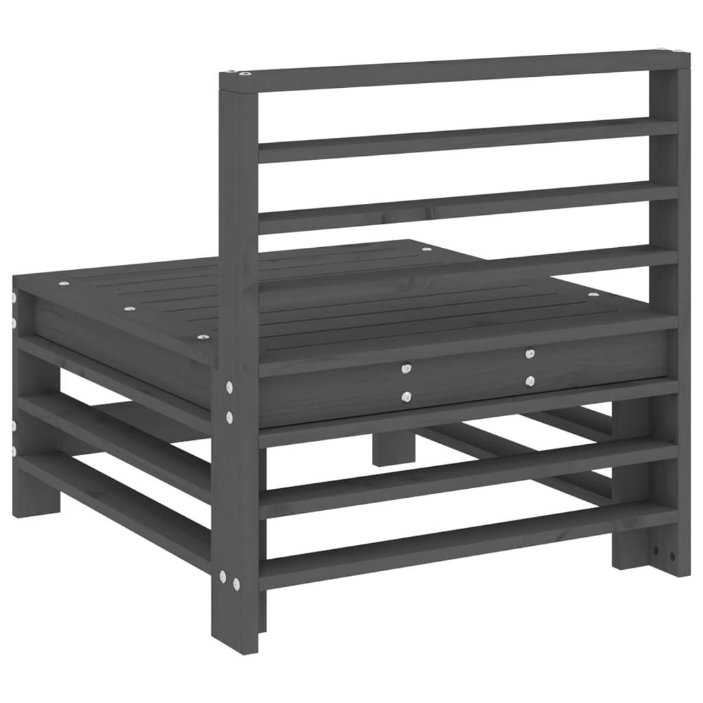 vidaXL Garten-Mittelsofa Grau Massivholz Kiefer