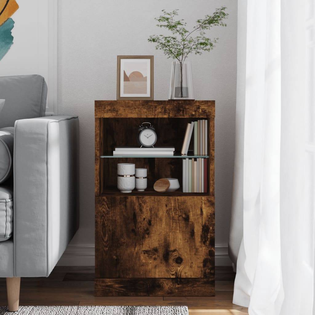 vidaXL Sideboard mit LED-Leuchten Räuchereiche 41x37x67 cm