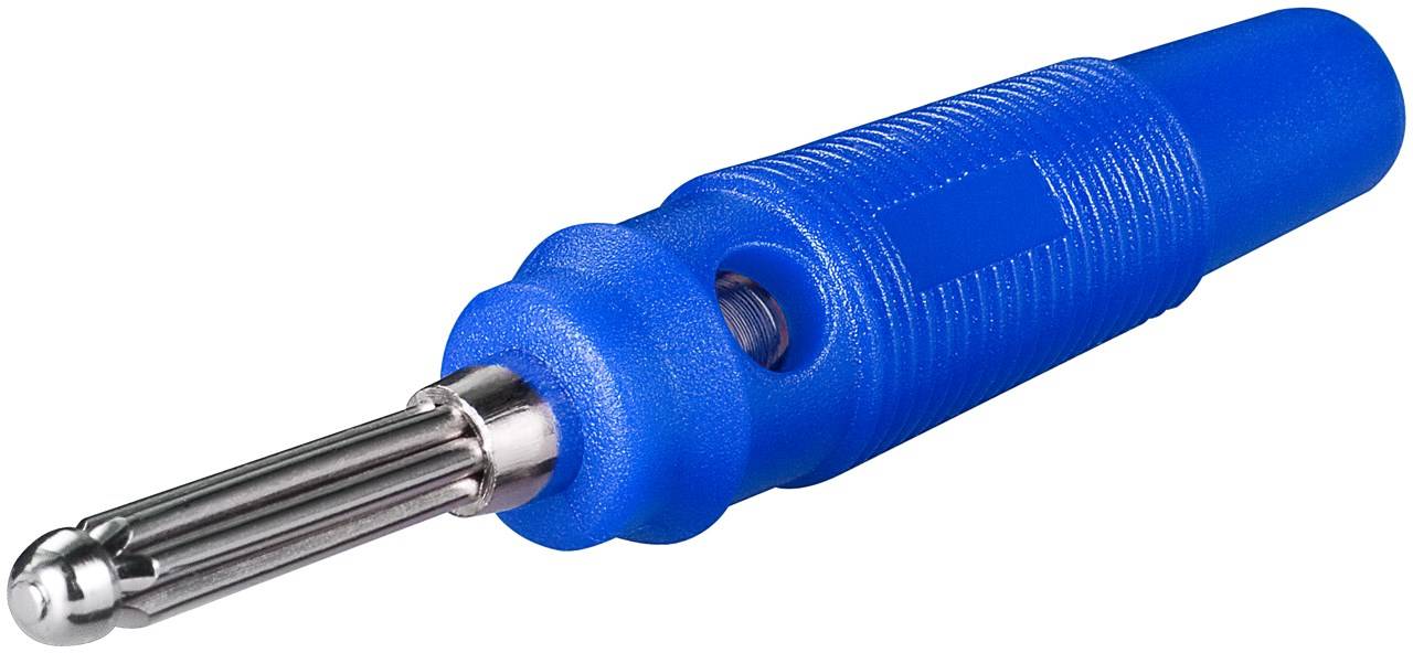 Goobay Bananen-Stecker mit 4,0-mm-Querloch, trittfest, Blau Blau