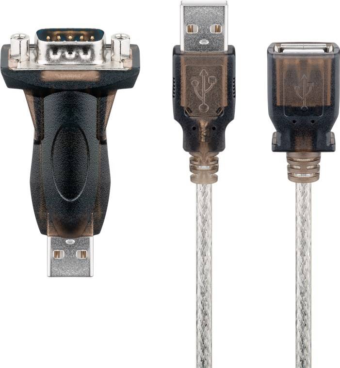 Goobay USB seriell RS232 Konverter mini, Transparent USB 2.0-Stecker (Typ A) > D-SUB/RS-232-Stecker (9-polig) 1.5 m