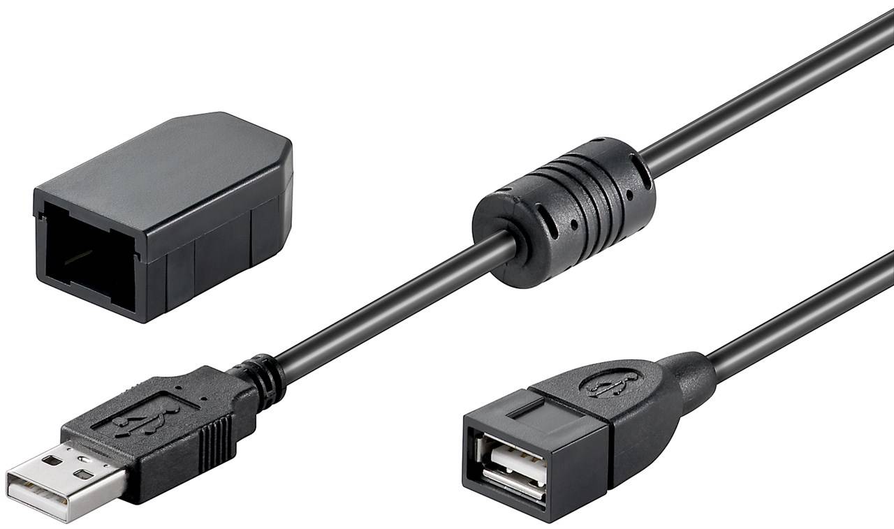 Goobay 93284 USB Verlängerung mit Sicherung Clip / USB 2.0 Typ A Verlängerungskabel / 480 Mbits USB Kabel / Schwarz / 2m