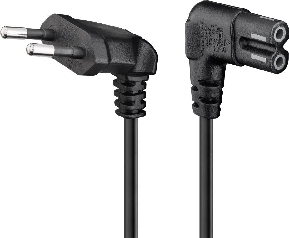 Goobay Anschlusskabel Eurostecker beidseitig abgewinkelt, 5 m, Schwarz Eurostecker (Typ C, CEE 7/16) > Gerätebuchse C7 5