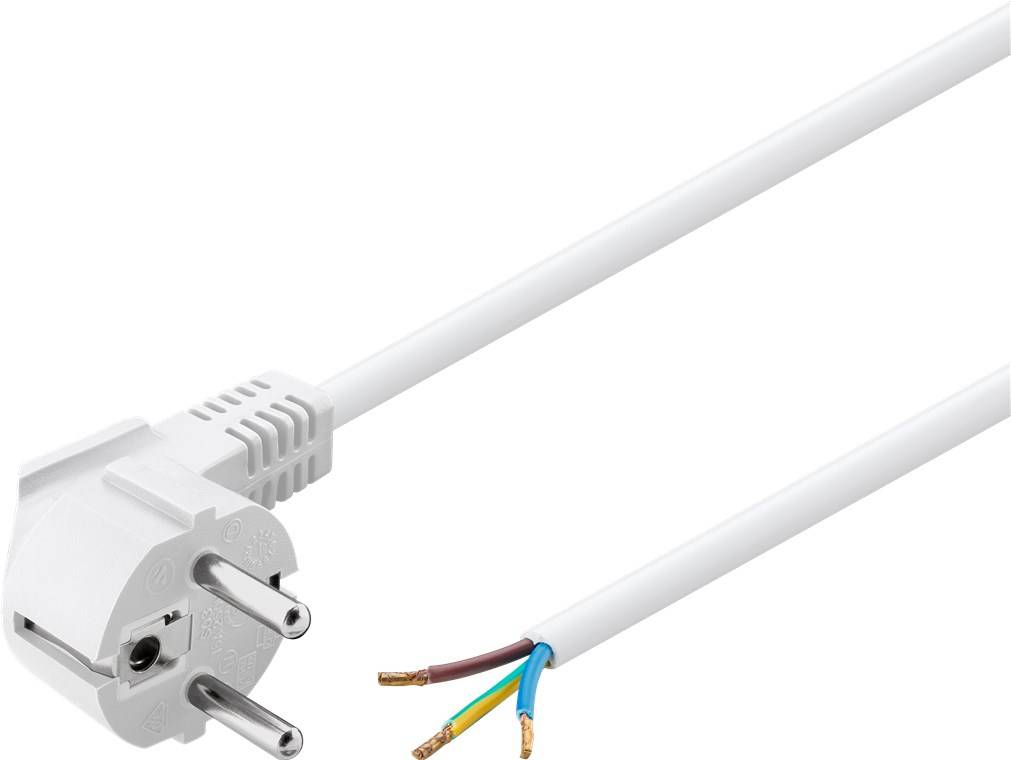 GOOBAY Netzkabel, 3x1mm², weiß, 5m, offenes Ende, Winkelstecker