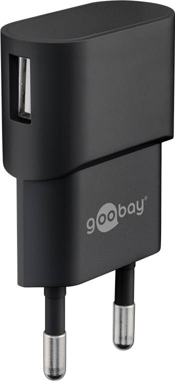 Goobay 45296 Micro USB Netzteil 5W / Micro Stecker Typ B Ladekabel / USB Ladegerät Adapter 5V 1A / Schwarz / Kabel 1m