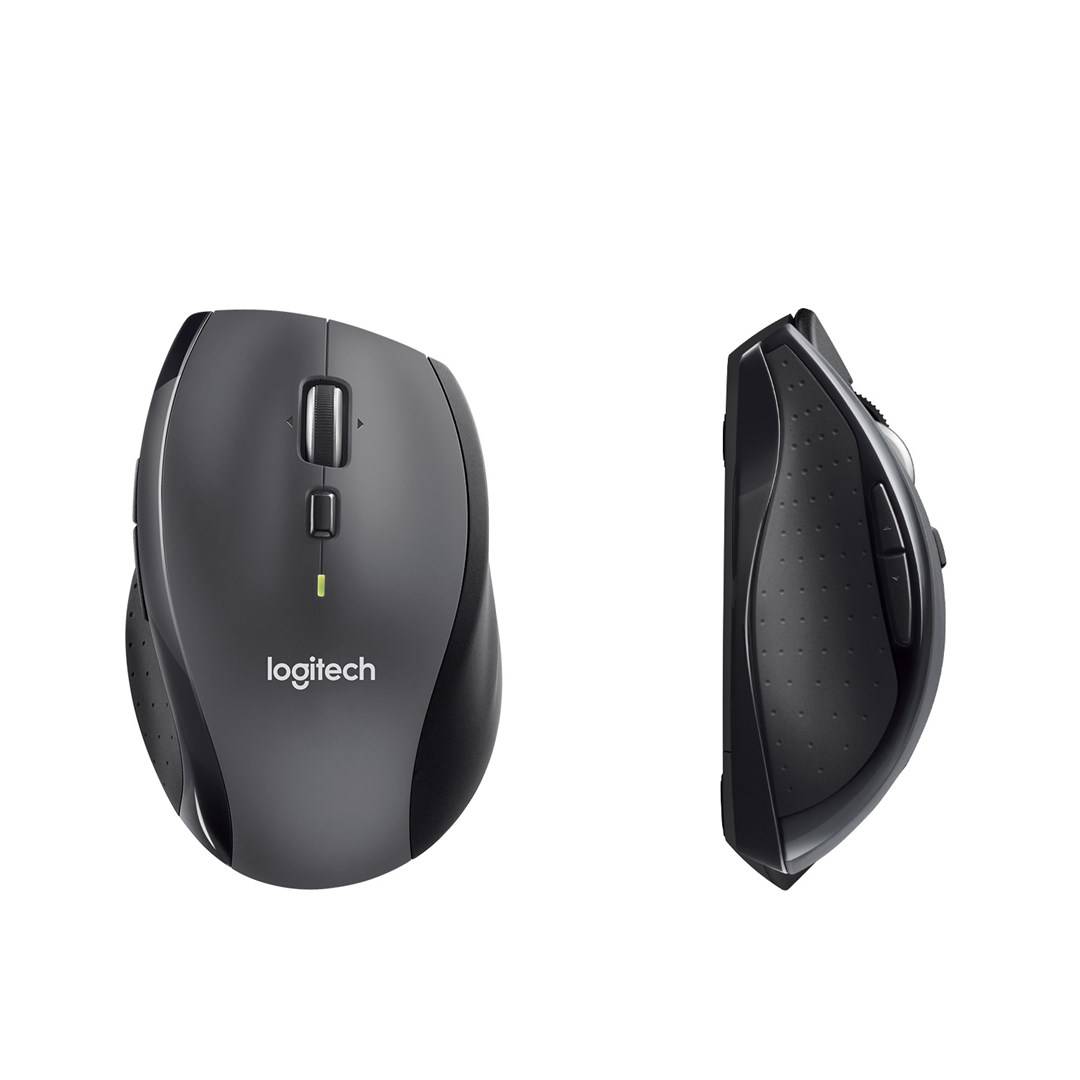 Logitech M705 Marathon Ergonomische Maus Funk Laser Schwarz, Silber 7 Tasten 1000 dpi Ergonomisch