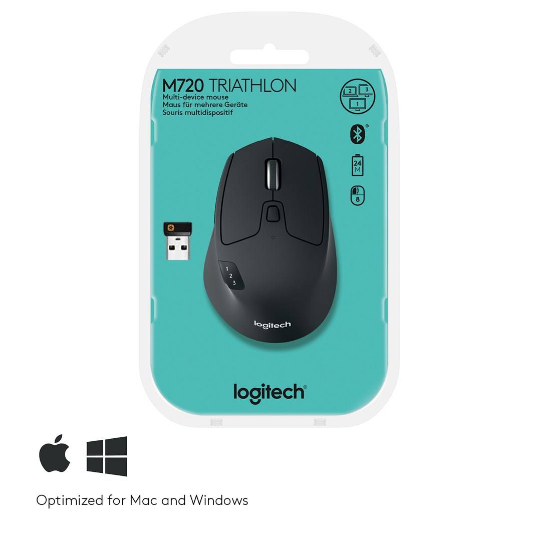 Logitech M720 Triathlon Maus Bluetooth®, Funk Optisch Schwarz 8 Tasten 1000 dpi