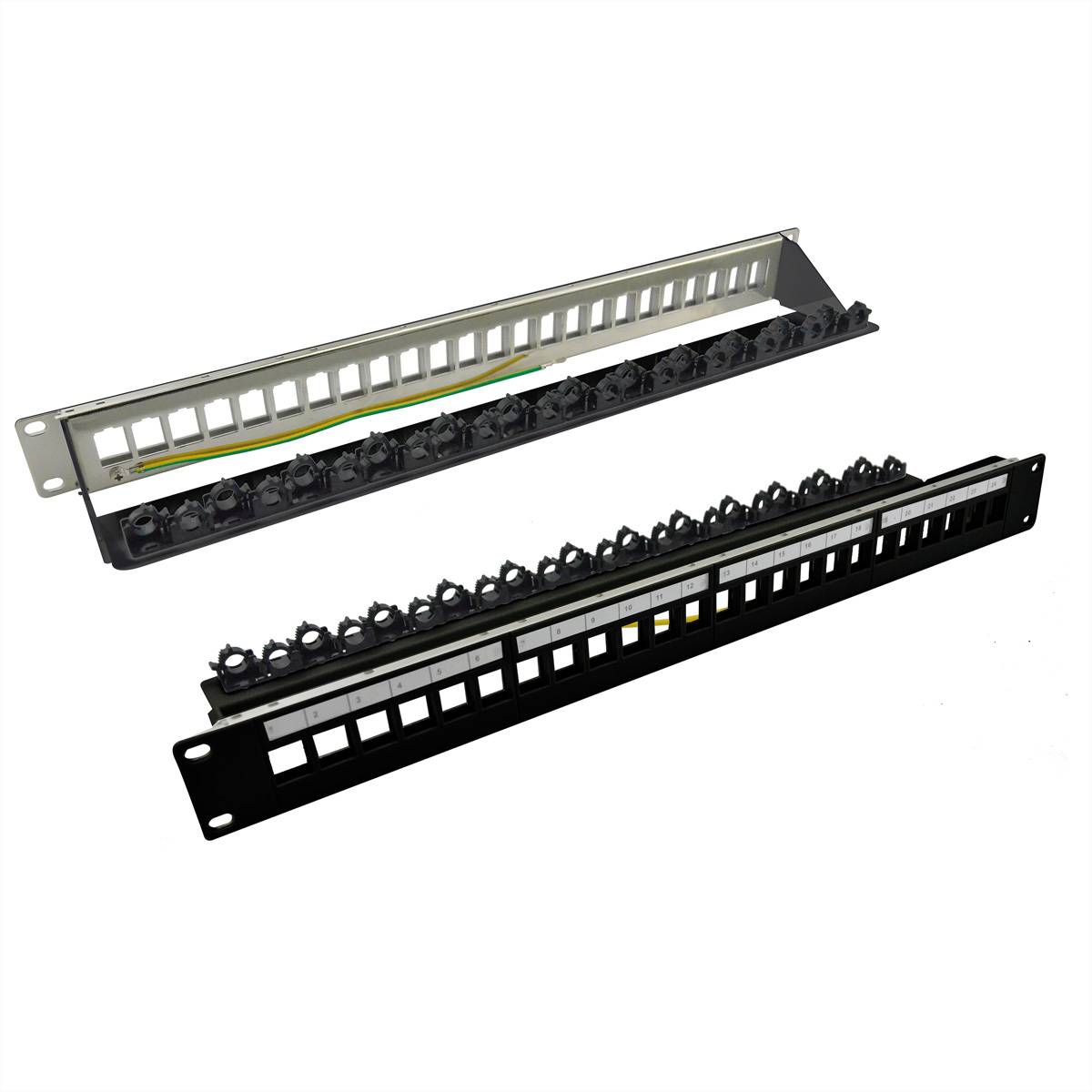 Roline 19-Zoll-Keystone-Modulträger, leer, 24P. geschirmt, Clip-Befestigung, schwarz