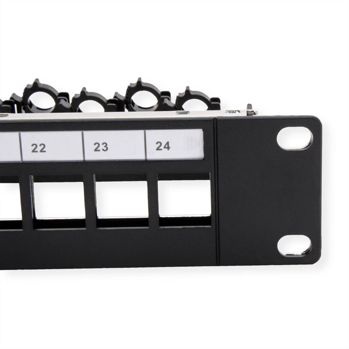 Roline 19-Zoll-Keystone-Modulträger, leer, 24P. geschirmt, Clip-Befestigung, schwarz